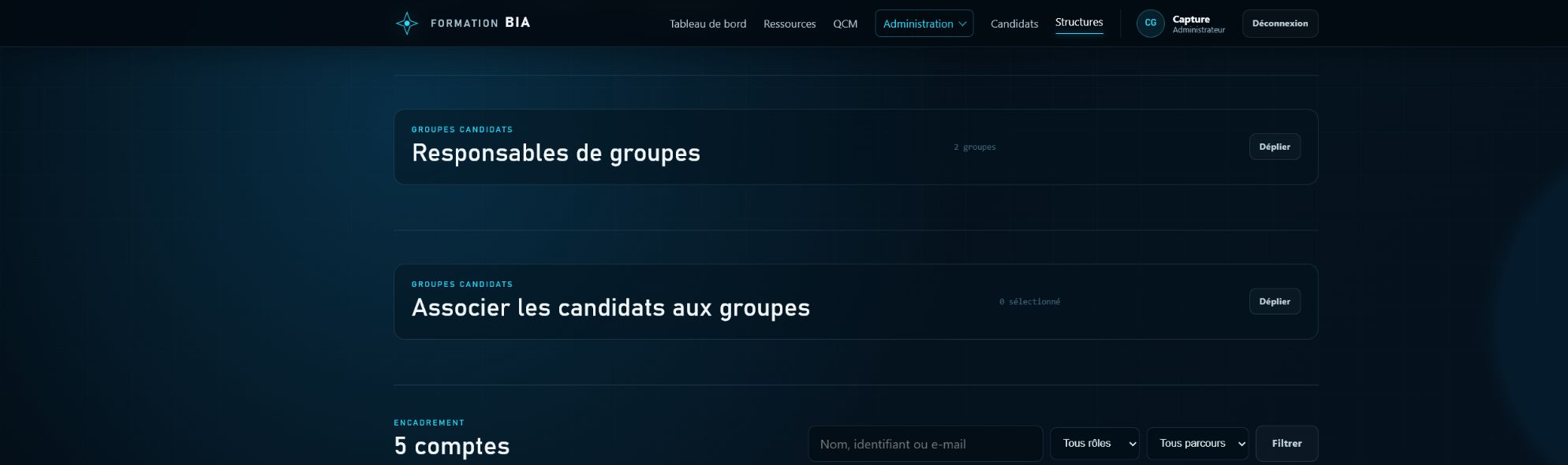 Gestion des responsables et groupes NLVR